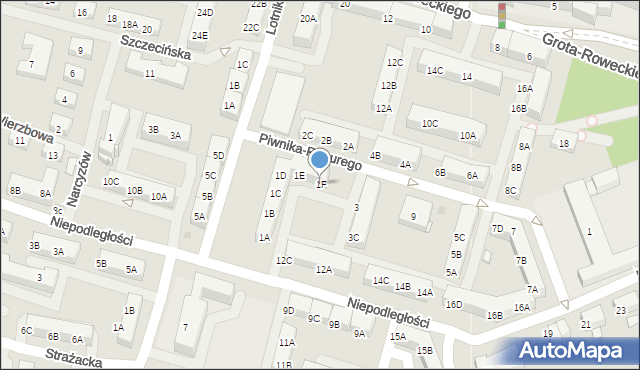 Sosnowiec, Piwnika-Ponurego Jana, mjr., 1F, mapa Sosnowca