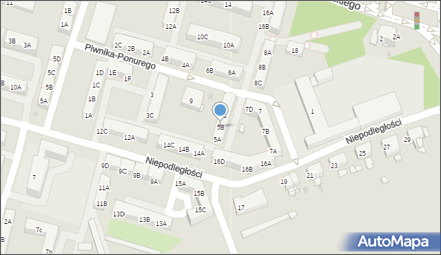 Sosnowiec, Piwnika-Ponurego Jana, mjr., 5B, mapa Sosnowca