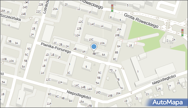 Sosnowiec, Piwnika-Ponurego Jana, mjr., 6B, mapa Sosnowca