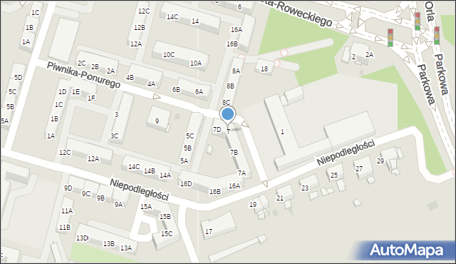Sosnowiec, Piwnika-Ponurego Jana, mjr., 7, mapa Sosnowca