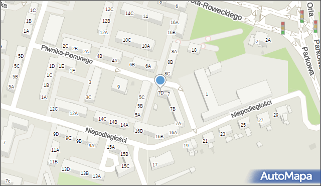 Sosnowiec, Piwnika-Ponurego Jana, mjr., 7D, mapa Sosnowca