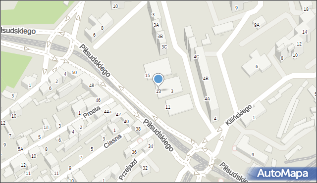 Sosnowiec, Piłsudskiego Józefa, marsz., 13, mapa Sosnowca