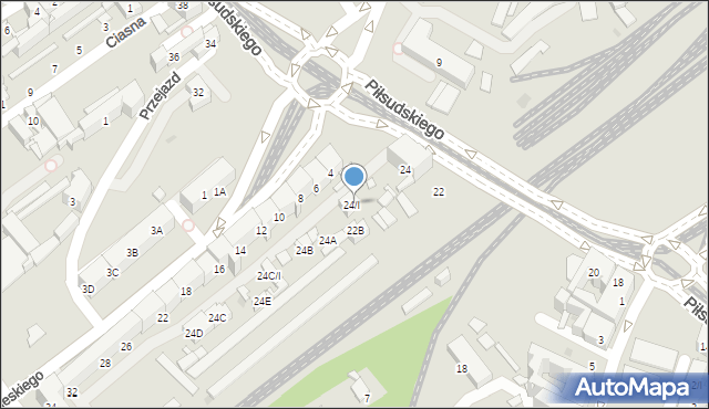 Sosnowiec, Piłsudskiego Józefa, marsz., 24/I, mapa Sosnowca