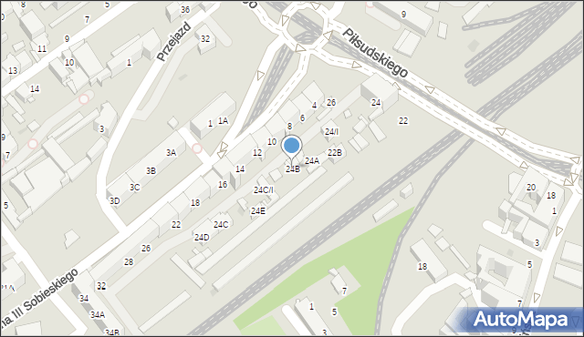 Sosnowiec, Piłsudskiego Józefa, marsz., 24B, mapa Sosnowca