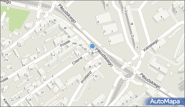 Sosnowiec, Piłsudskiego Józefa, marsz., 38, mapa Sosnowca