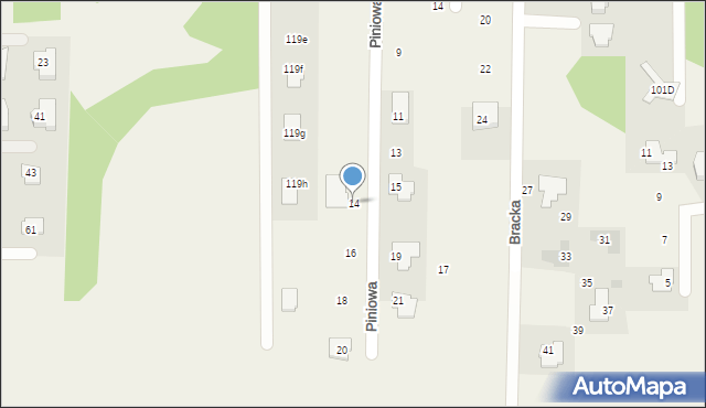 Stara Wieś, Piniowa, 14, mapa Stara Wieś