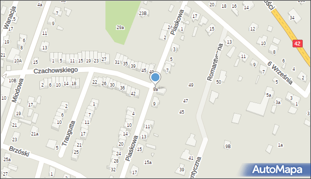 Starachowice, Piaskowa, 9a, mapa Starachowic