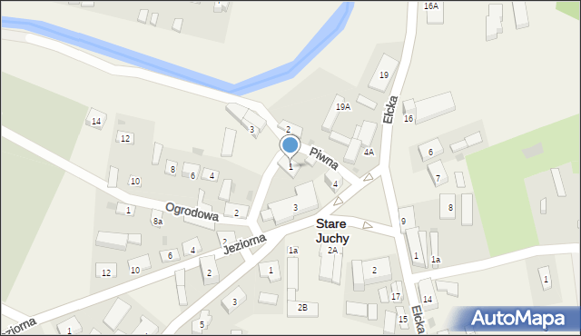 Stare Juchy, Piwna, 1, mapa Stare Juchy