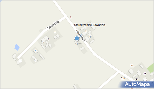 Starokrzepice, Piaskowa, 6, mapa Starokrzepice