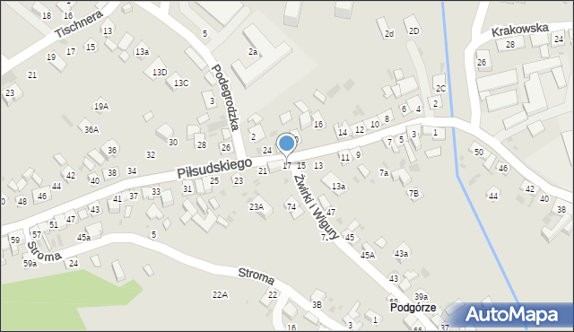 Stary Sącz, Piłsudskiego Józefa, marsz., 17, mapa Stary Sącz