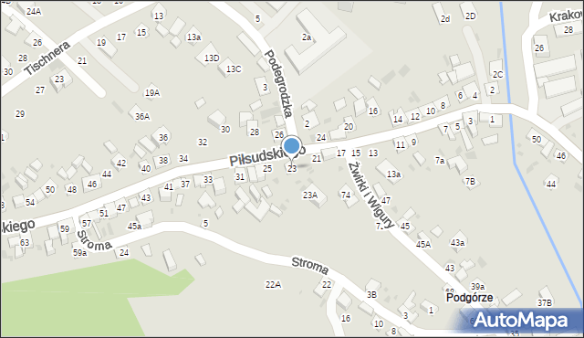 Stary Sącz, Piłsudskiego Józefa, marsz., 23, mapa Stary Sącz