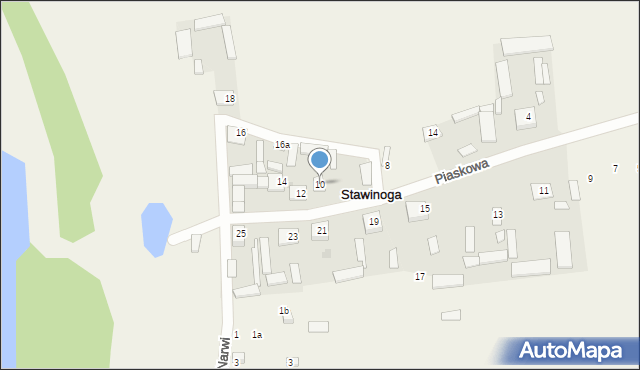 Stawinoga, Piaskowa, 10, mapa Stawinoga