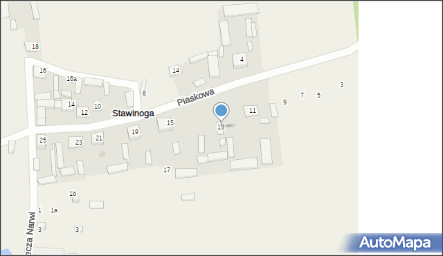 Stawinoga, Piaskowa, 13, mapa Stawinoga