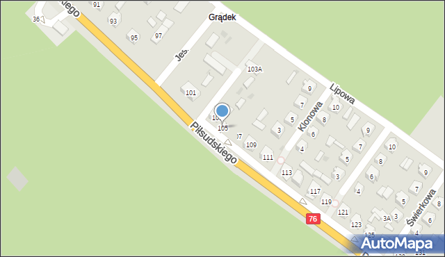 Stoczek Łukowski, Piłsudskiego Józefa, marsz., 105, mapa Stoczek Łukowski