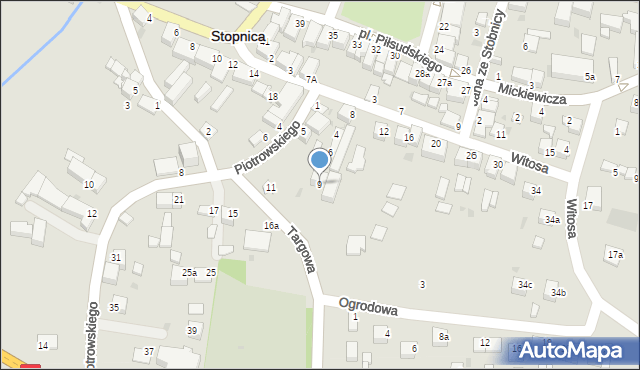 Stopnica, Piotrowskiego, dr., 9, mapa Stopnica