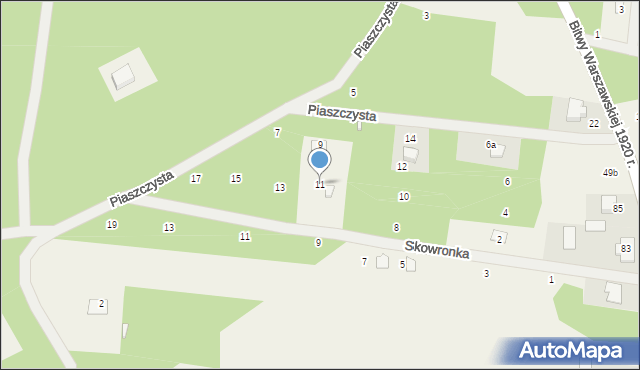 Strachów, Piaszczysta, 11, mapa Strachów