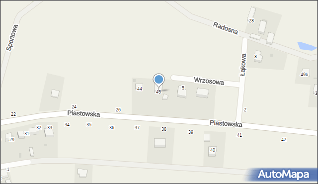 Strupina, Piastowska, 45, mapa Strupina