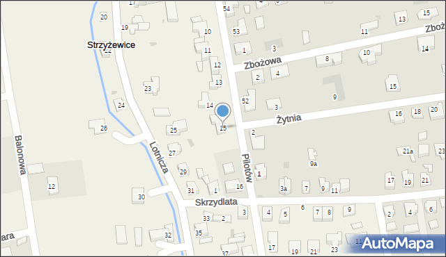 Strzyżewice, Pilotów, 15, mapa Strzyżewice