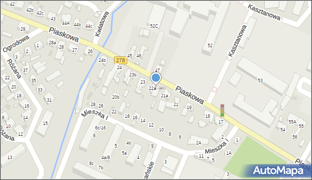 Sulechów, Piaskowa, 22, mapa Sulechów