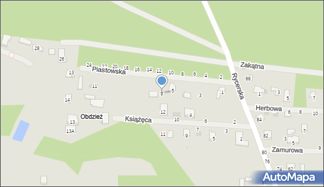 Sulejów, Piastowska, 9, mapa Sulejów