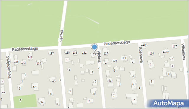 Sulejówek, Piękna, 2A, mapa Sulejówek