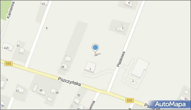 Suszec, Piaskowa, 1A, mapa Suszec