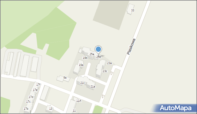 Suszec, Piaskowa, 25b, mapa Suszec
