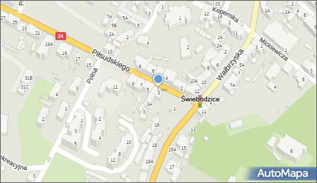 Świebodzice, Piłsudskiego Józefa, marsz., 3-3A, mapa Świebodzice