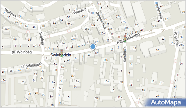 Świebodzin, Piłsudskiego Józefa, marsz., 10a, mapa Świebodzin