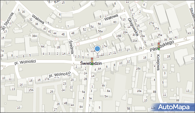 Świebodzin, Piłsudskiego Józefa, marsz., 11, mapa Świebodzin