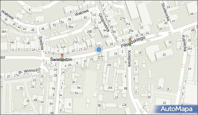 Świebodzin, Piłsudskiego Józefa, marsz., 12, mapa Świebodzin