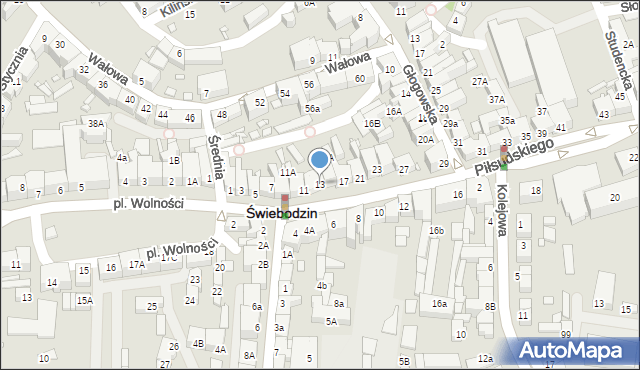 Świebodzin, Piłsudskiego Józefa, marsz., 13, mapa Świebodzin