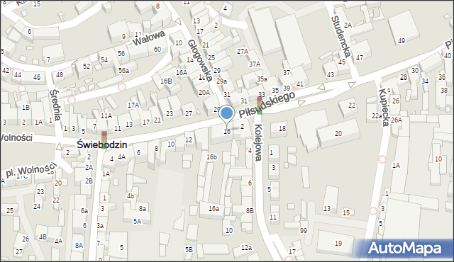 Świebodzin, Piłsudskiego Józefa, marsz., 16, mapa Świebodzin