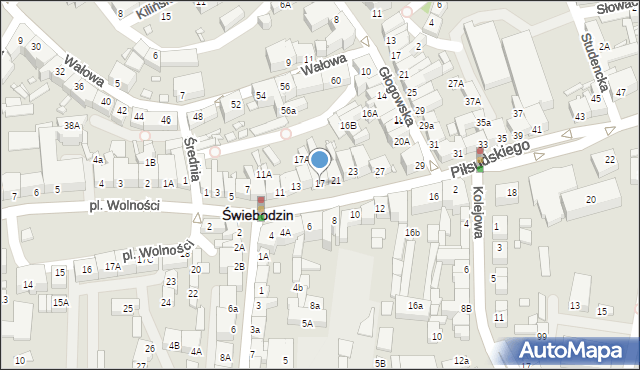 Świebodzin, Piłsudskiego Józefa, marsz., 17, mapa Świebodzin