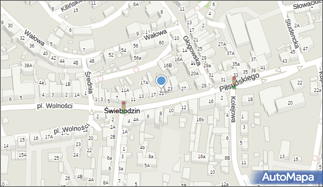 Świebodzin, Piłsudskiego Józefa, marsz., 21, mapa Świebodzin