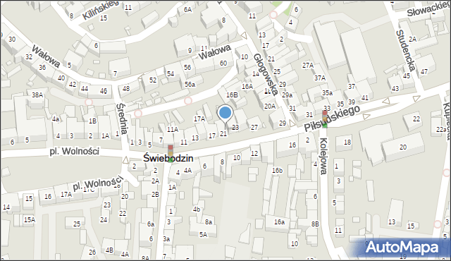 Świebodzin, Piłsudskiego Józefa, marsz., 21a, mapa Świebodzin