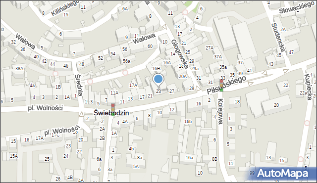 Świebodzin, Piłsudskiego Józefa, marsz., 23, mapa Świebodzin