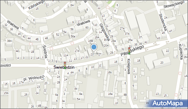 Świebodzin, Piłsudskiego Józefa, marsz., 25, mapa Świebodzin