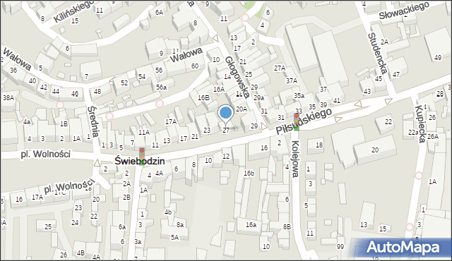 Świebodzin, Piłsudskiego Józefa, marsz., 27, mapa Świebodzin