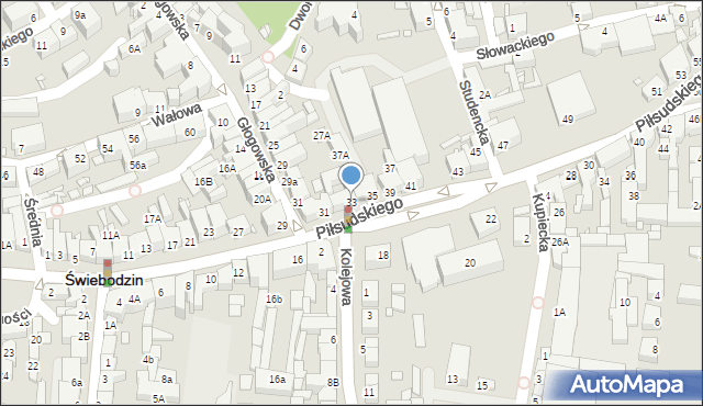 Świebodzin, Piłsudskiego Józefa, marsz., 33, mapa Świebodzin