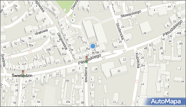 Świebodzin, Piłsudskiego Józefa, marsz., 35, mapa Świebodzin