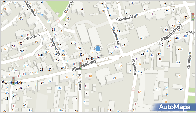 Świebodzin, Piłsudskiego Józefa, marsz., 41, mapa Świebodzin