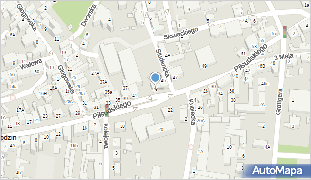 Świebodzin, Piłsudskiego Józefa, marsz., 43, mapa Świebodzin