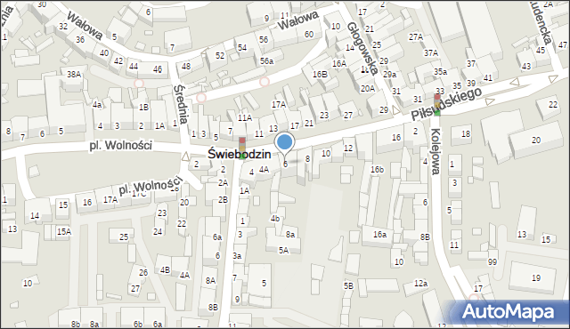 Świebodzin, Piłsudskiego Józefa, marsz., 6, mapa Świebodzin