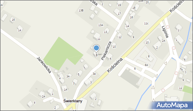 Świerklany, Piekarnicza, 9, mapa Świerklany