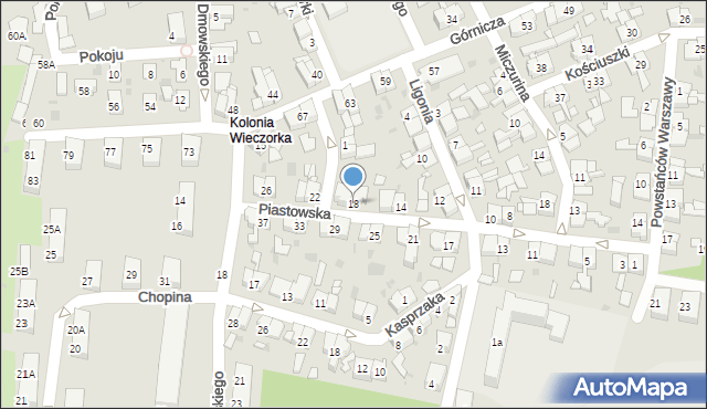 Świętochłowice, Piastowska, 18, mapa Świętochłowice