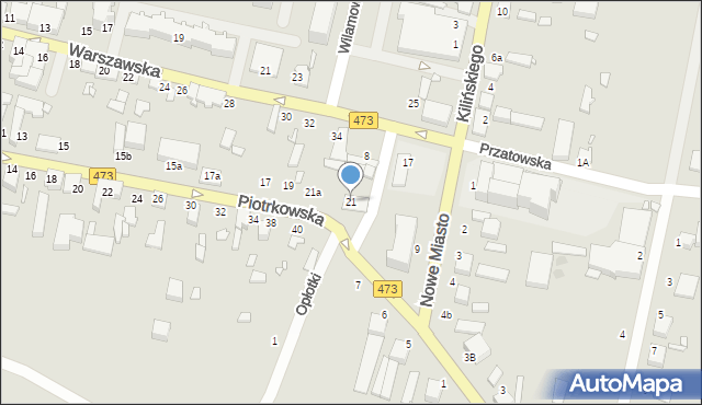 Szadek, Piotrkowska, 21, mapa Szadek