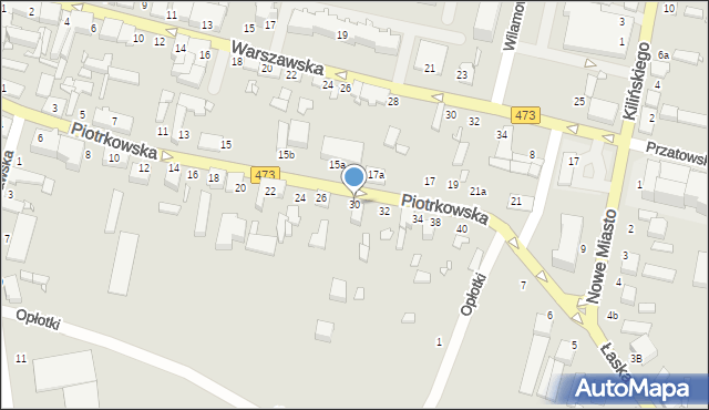 Szadek, Piotrkowska, 30, mapa Szadek