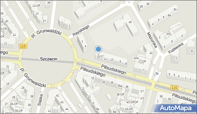 Szczecin, Piłsudskiego Józefa, marsz., 12, mapa Szczecina