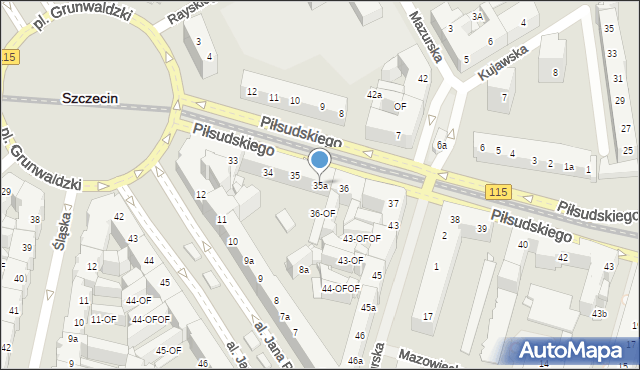 Szczecin, Piłsudskiego Józefa, marsz., 35a, mapa Szczecina